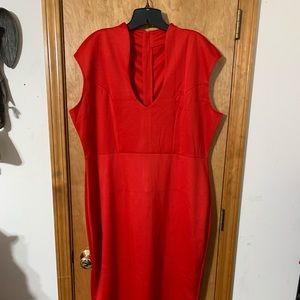 Sexy, form-fitting, red dress.